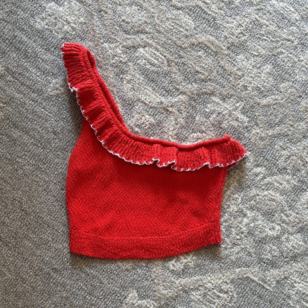 Urban Outfitters Red Ruffled Crop Top